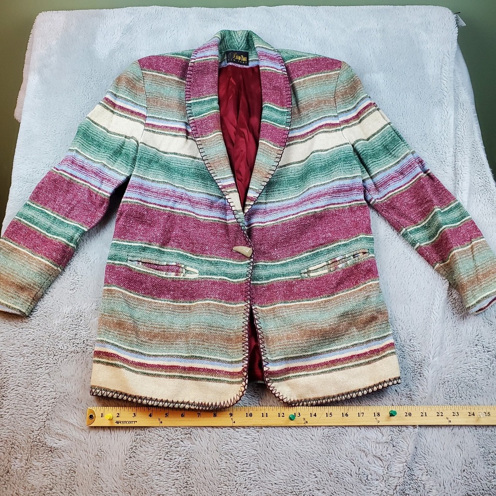 VTG David Paul New York Cotton Blend Blazer Womens S Southwestern Striped